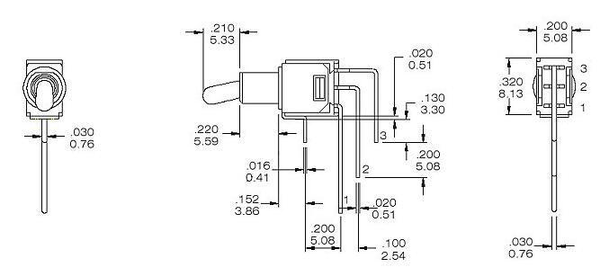 单排弯脚钮子开关TS4-102C4钮子开关