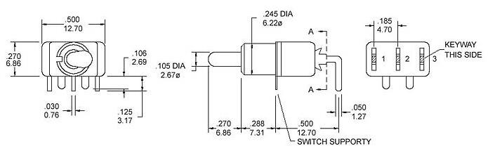 单排红色弯脚两档钮子开关TS8-102C3钮子开关