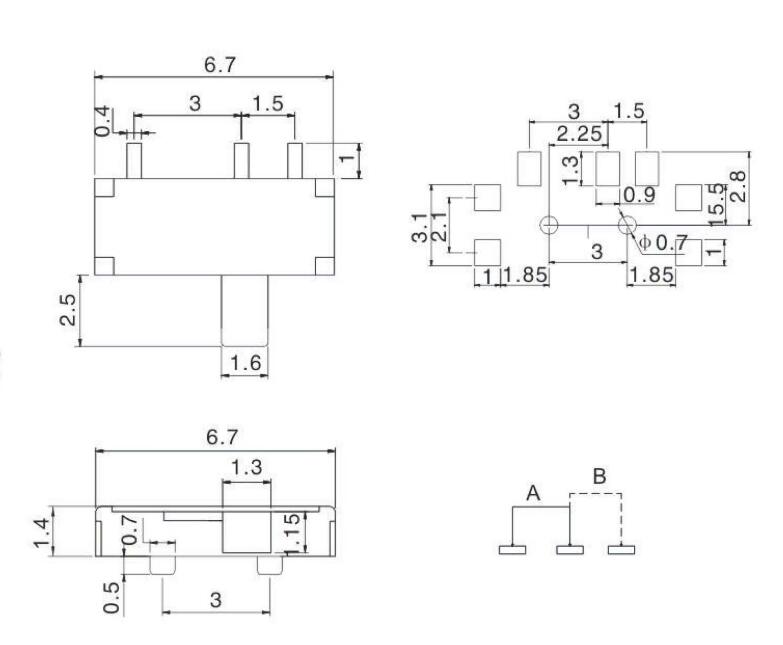 三脚拨动开关规格书