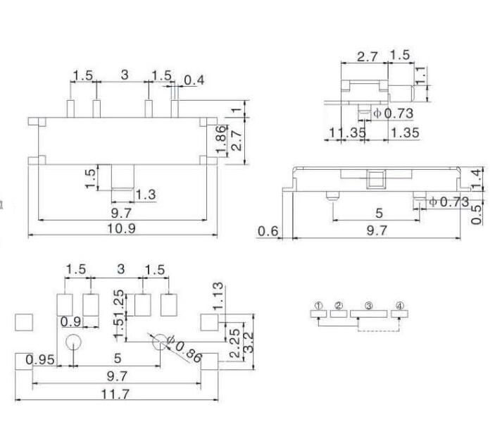 8脚拨动开关图纸