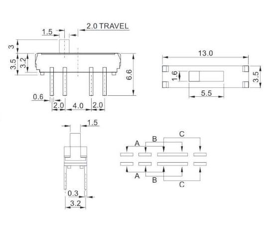 八脚拨动开关图纸