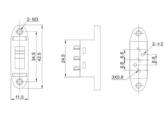 带耳拨动开关图纸