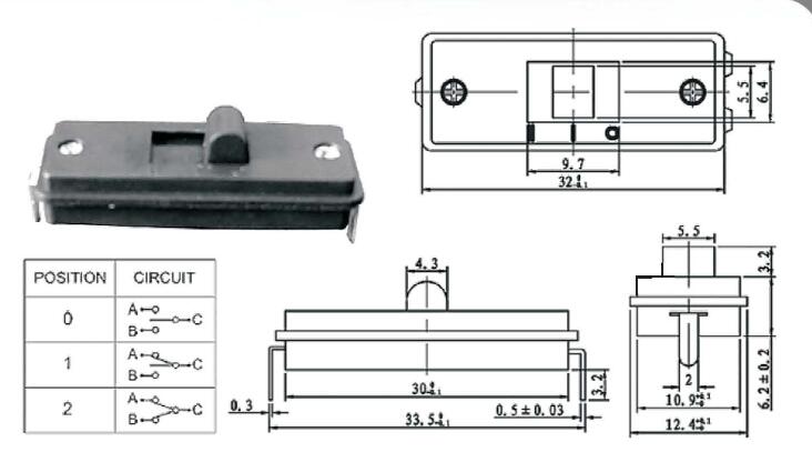 三档推动开关图纸