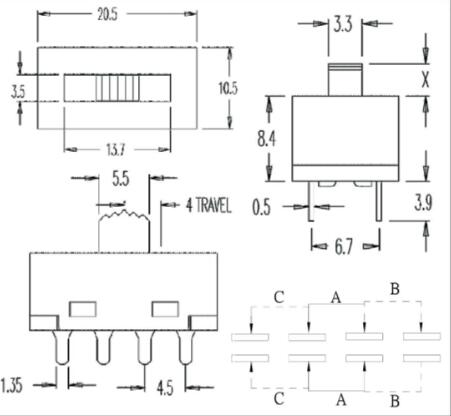 大电流拨动开关图纸