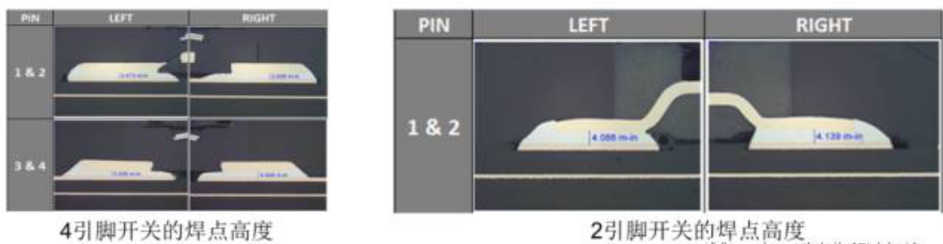 轻触开关焊点高度