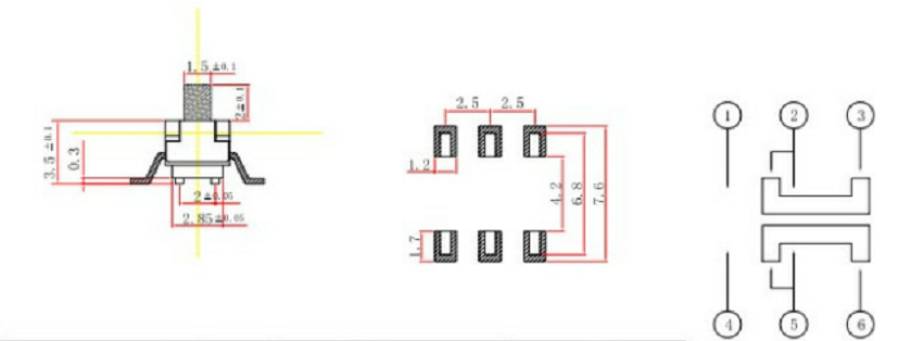 六脚拨动开关引脚电路图