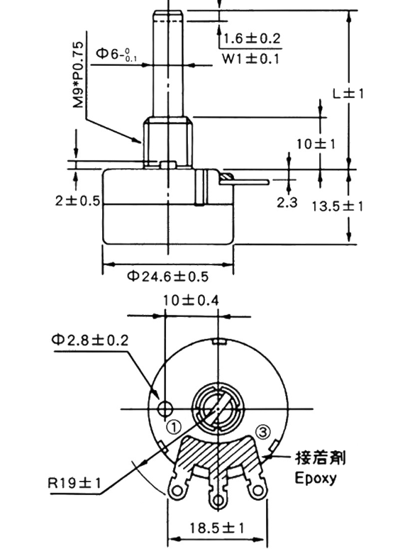 碳膜电位器尺寸图