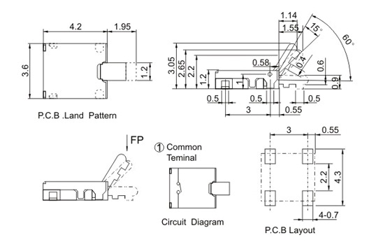 车载ETC检测开关尺寸规格图