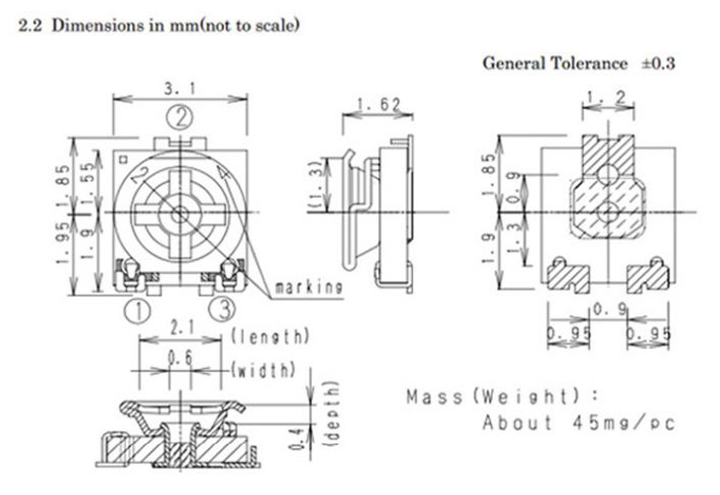 可調電阻尺寸圖紙