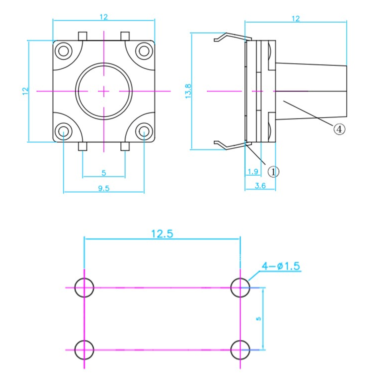 轻触开关尺寸图