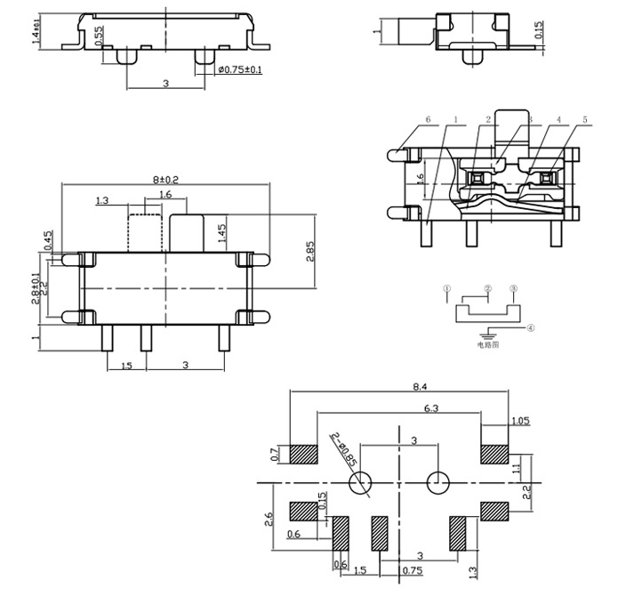 七脚拨动开关结构