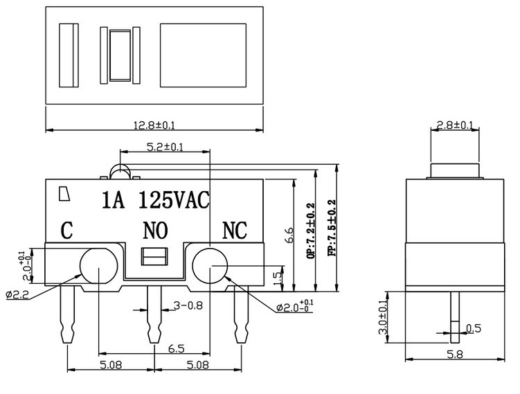 微动开关尺寸图