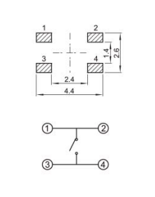 YX-TS-A006，四腳貼片小型輕觸開關電路圖