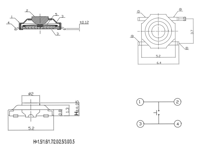 轻触开关引脚图